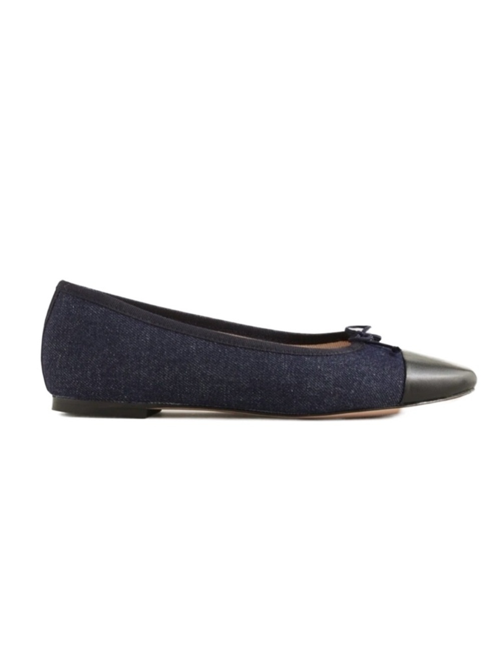 J. Crew Zoe Cap Toe Ballet Flats in Indigo Denim with Black BX923 NEW Size 9